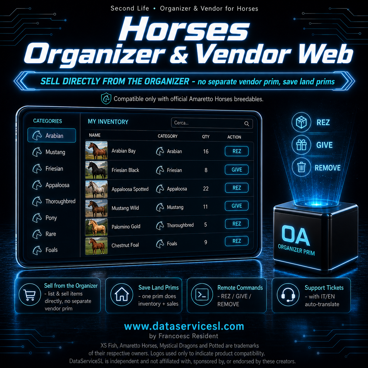 Horses Organizer & Vendor Web